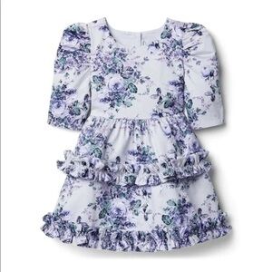 Janie and Jack Floral Puff Sleeve Ruffle Dress 3 Roses